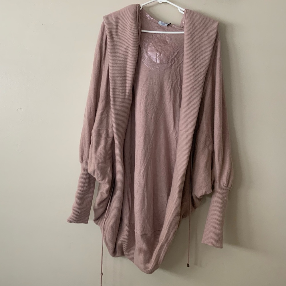 Women Cashmere hoodie cardigan/ size small- medium